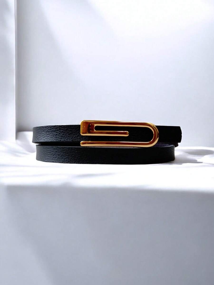 MINIMALIST THIN SOCIAL WOMEN'S BELT - 黑色 - 查看 1