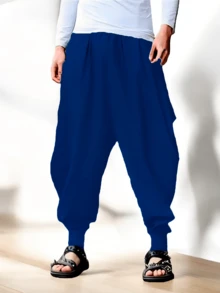 Men's Fashion Casual Loose Trousers - 寶藍色 - 查看 2
