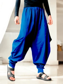 Men's Fashion Casual Loose Trousers - 寶藍色 - 查看 3