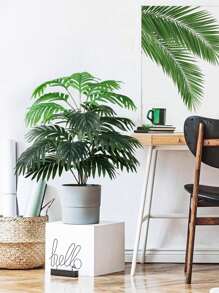 1pc, 23.6in/60cm, Artificial Tropical Plant, Artificial Indoor Outdoor Green Tropical Plant, Artificial Hawaiian Palm Green Leaves, 18-Fork Large Artificial Ruscus Leaves, Fake Plastic Green Sea Turtle Leaves, Tropical Artificial Palm Leaves, Large Size Plastic Palm Plant Leaves, Realistic Texture Leaf Home Garden Decor (Unassembled) (No Pot)