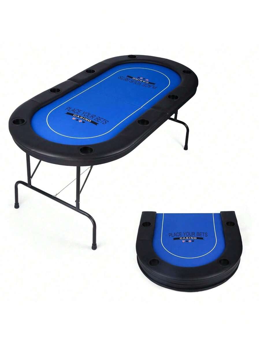 LUCKYERMORE LUCKYREMORE 71" Foldable Poker Table For 8 Players Texas