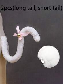 1Pc Bunny Tail Bunny Cute Cosplay Costume Costume Party Gothic Lolita Bunny Tail Plush Ball Decoration Props, Halloween - Multicolor - View 22