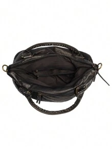 复古手提包摩托车包适用于柔软的 PU 皮革大容量单肩包 Y2K 朋克朋克多口袋斜挎包