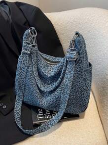 1 Túi đeo vai thời trang họa tiết da báo cho nữ, phong cách văn học, túi đeo chéo dung tích lớn, túi đeo dưới cánh tay, túi đi làm, thiết kế khóa kéo di động - Nhiều màu - Xem 7