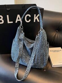 1 Túi đeo vai thời trang họa tiết da báo cho nữ, phong cách văn học, túi đeo chéo dung tích lớn, túi đeo dưới cánh tay, túi đi làm, thiết kế khóa kéo di động - Nhiều màu - Xem 10