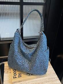 1 Túi đeo vai thời trang họa tiết da báo cho nữ, phong cách văn học, túi đeo chéo dung tích lớn, túi đeo dưới cánh tay, túi đi làm, thiết kế khóa kéo di động - Nhiều màu - Xem 8