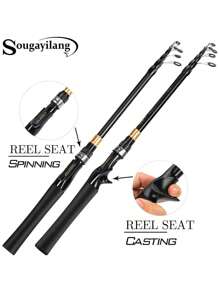 SOUGAYILANG New Carbon-Fiber Telescopic Fishing Rod 1.8M/2.1M/2.4M Spinning/Casting Fishing Rod With EVA Handle Ultralight Fishing Rod For Freshwater Fishing