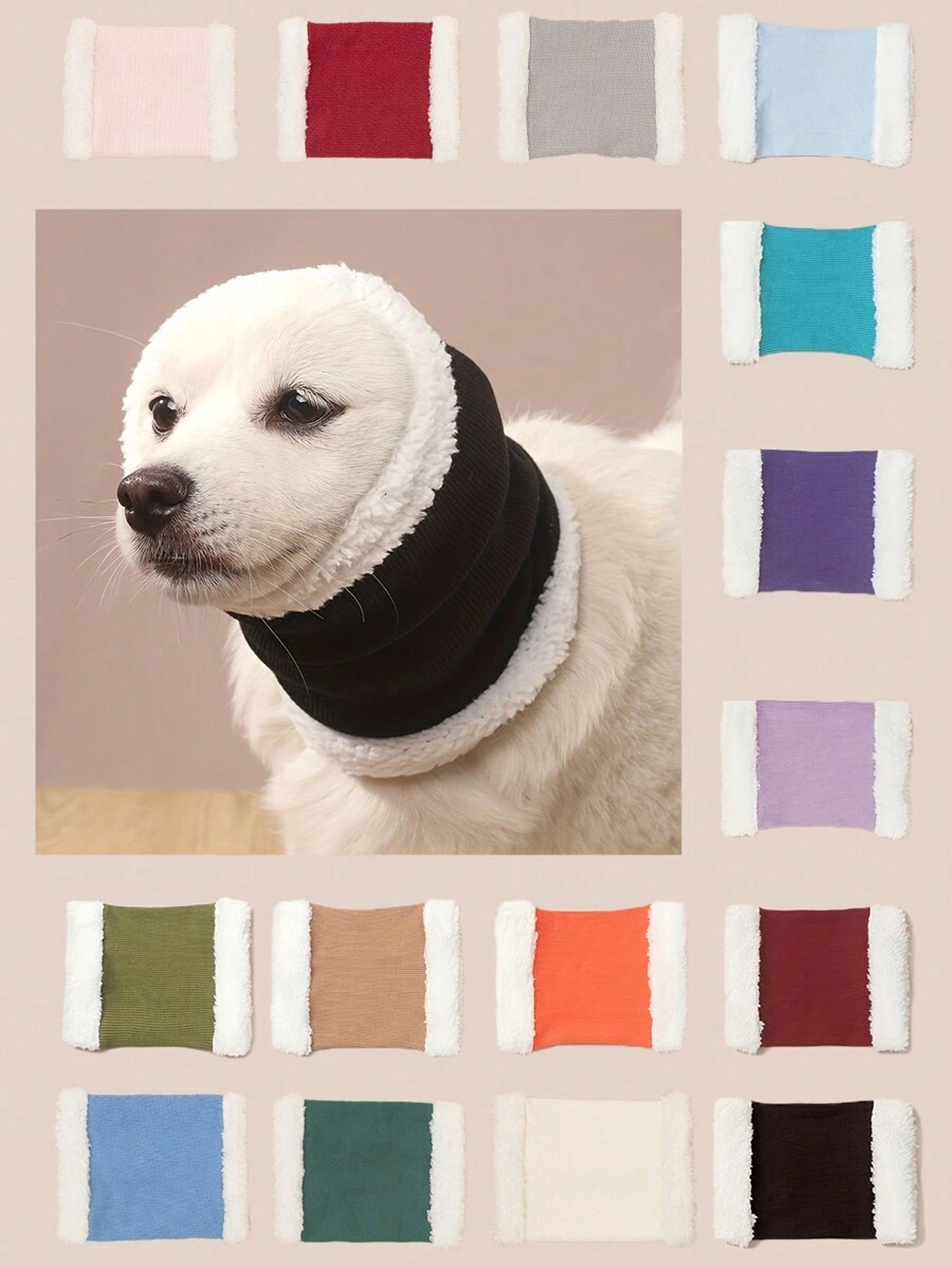 1 件涤纶简约毛绒保暖宠物耳罩头饰，适合中型/小型猫和狗，室内外均可使用 - 藍色 - 查看 1