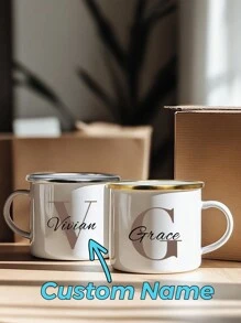 1 szt. 350 ml spersonalizowany ceramiczny kubek z imieniem, emaliowany kubek z możliwością personalizacji imieniem, DIY kubek na wodę, sok, mleko, mrożoną kawę - prezent dla przyjaciół, rodziców, kolegów z klasy, dekoracja świąteczna łatwa do czyszczenia, wykwintny, wysokiej jakości niestandardowy, spersonalizowany, wyjątkowy idealny prezent dla niej, chłopaka, dziewczyny, taty, mamy, rodziny, przyjaciół, syna, córki, uczniów szkół