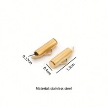 10pcs Stainless Steel Crimp End Beads Slide End Clasp With Chain Buckles Tubes Slider End Caps Connectors DIY Jewelry Accessories