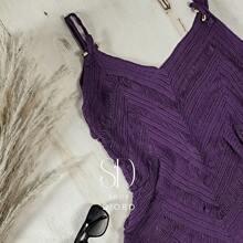 Beach Cover-Up With Fringes And Ocean Waves - Purple - View 2