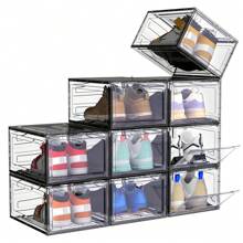 6/9/10 Pieces Transparent Thickened Shoe Box, Shoe Storage Box With Magnetic Door, Closet Shoe Box, Sneaker Box, Dustproof And Waterproof, Stacking Shoe Box, Upgraded Sturdy Shoe Box, Multi-Functional Sneaker Organiser﻿
