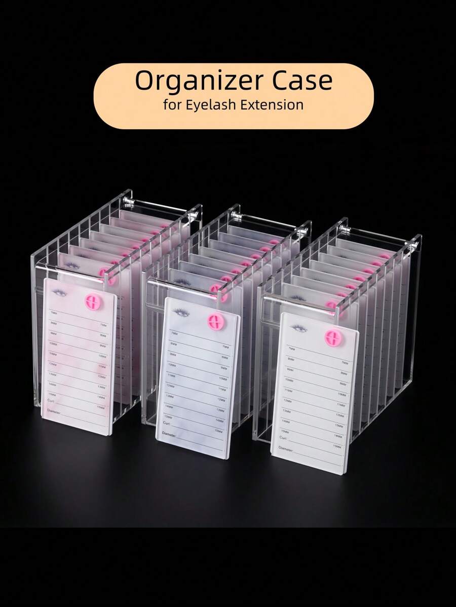 8 层亚克力睫毛收纳盒，化妆品容器盒，用于睫毛沙龙的透明柜展示架 1 件/8 层 - 彩色 - 查看 1