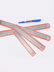 3件套多功能尺，学生文具绘图工具，学习用品，现代便携式学生尺，返校必备，双面不锈钢材质 - 彩色 - 查看 3