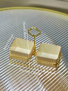 1 Set Snack Plate With 1 Set Base, Used For Storing Snacks, Candies And Cookies,Kitchen,Christmas Gift - Milky White - View 16
