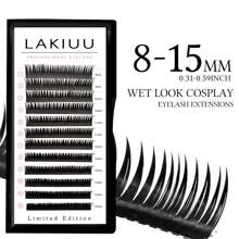 12 Rows D Curl Wet Look Cosplay Eyelash Extensions Cluster Volume Lashes 8-15mm DIY Soft Mink False Eyelashes