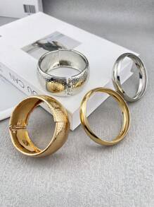 2pcs/3pcs Set Retro Simple Punk Asymmetric Chunky Bracelet, Women Timeless Beauty Cuff Bracelet Gift Set, Everyday Wear Jewelry Accessory - Chunky Bracelet 2-piece Set - View 4