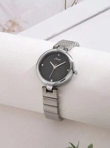 XIVIYA 1 Đồng hồ đeo tay nữ mặt pha lê nhỏ tối giản, dây đeo bằng thép, thiết kế cổ điển thanh lịch, thích hợp làm quà tặng hàng ngày, xã hội, văn phòng, tiệc tùng và ngày lễ - Bạc - Xem 10