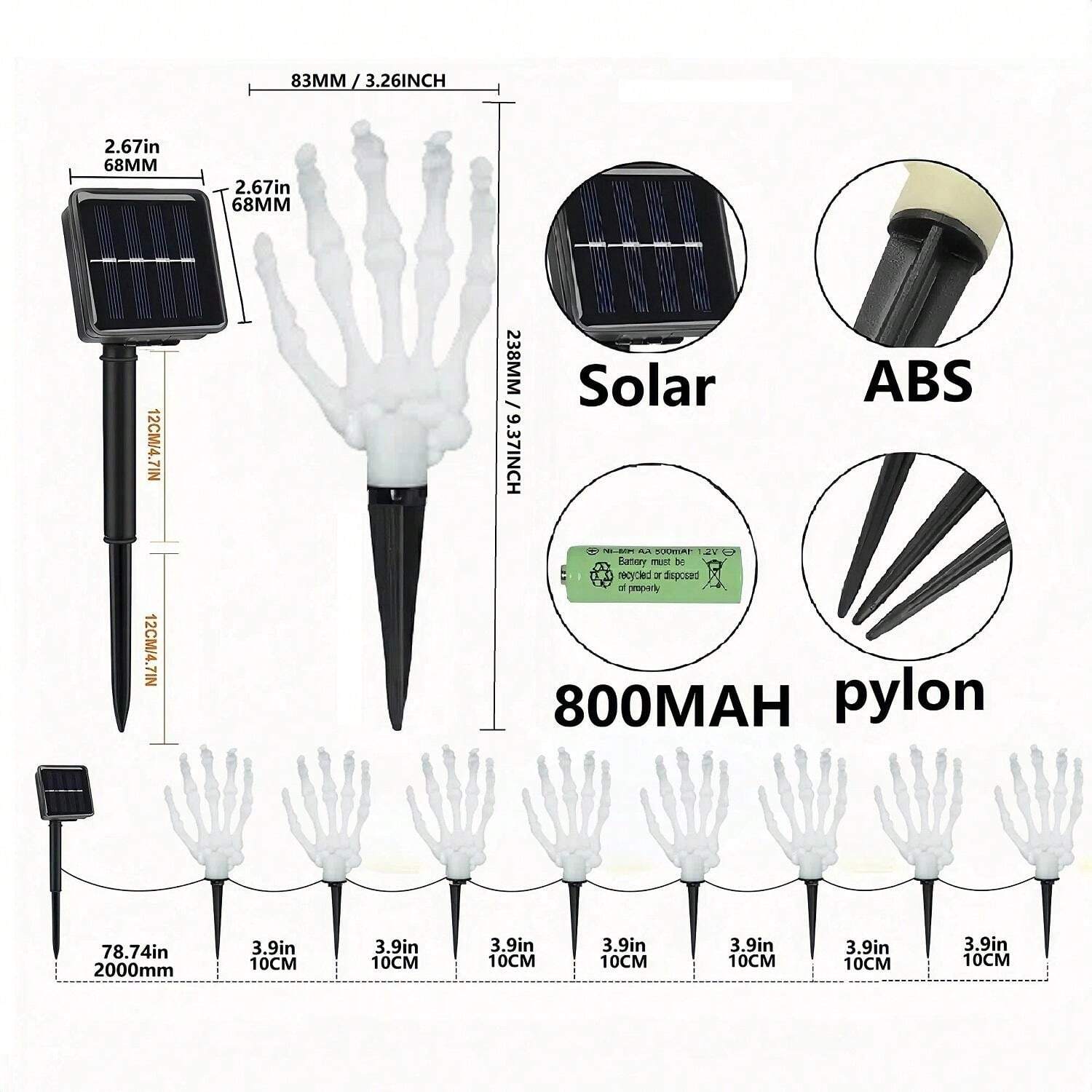 UXSIO Solar Ghost Hand Lights For Halloween Decorations 8LED 12LED