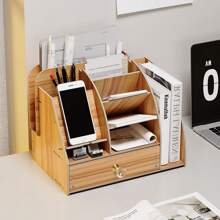 Wooden Desk Organiser,Multi-Use Desk Tidy  W/ Drawer