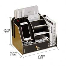 Wooden Desk Organiser,Multi-Use Desk Tidy  W/ Drawer