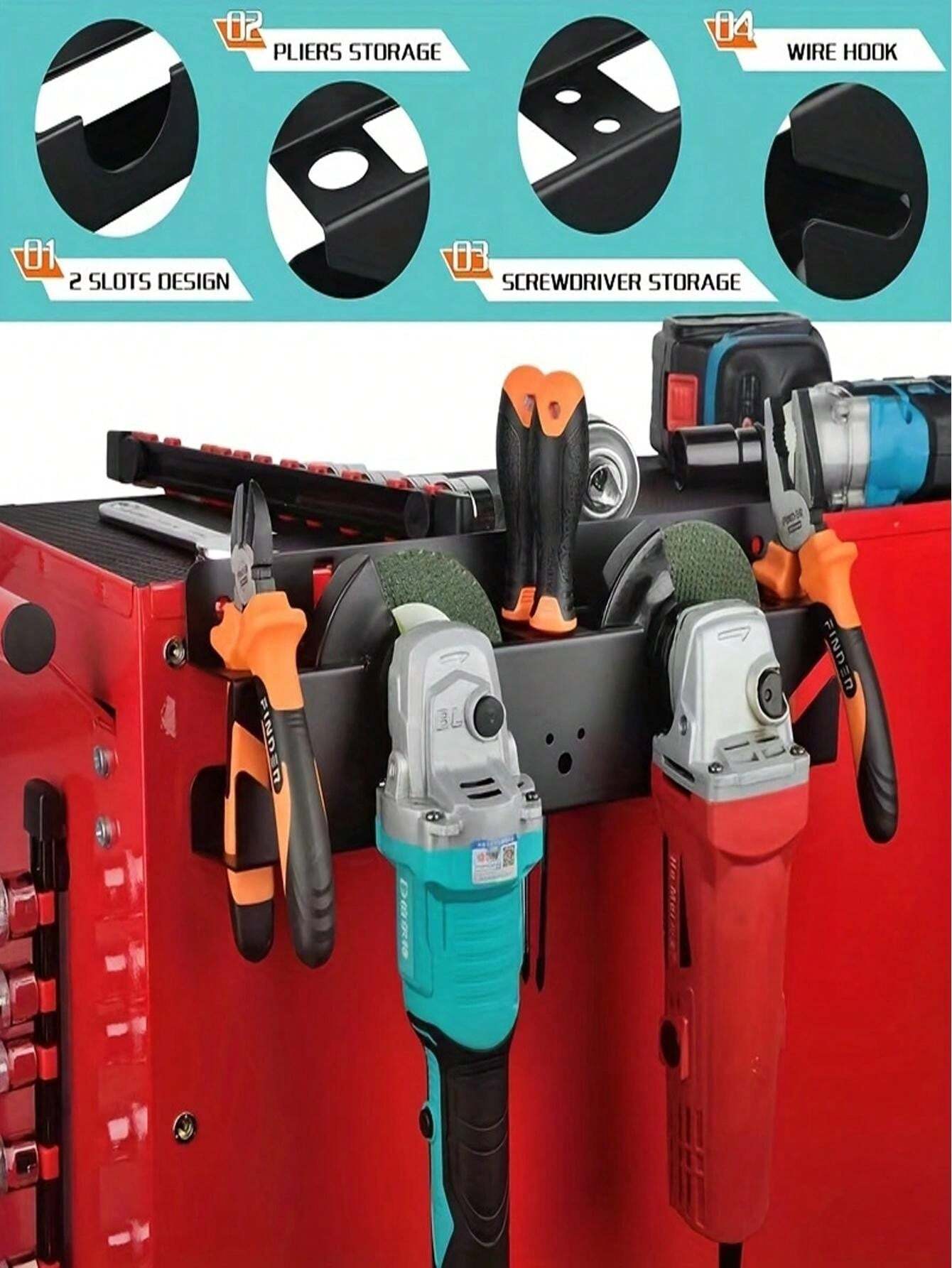 Metal WallMounted Garage Tool Organizer Rack For Storing Grinders