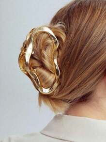 1PC Large Size Metal Hair Clip For Women Bun Hairstyles Shark Jaw Designer - 金色 - 查看 2
