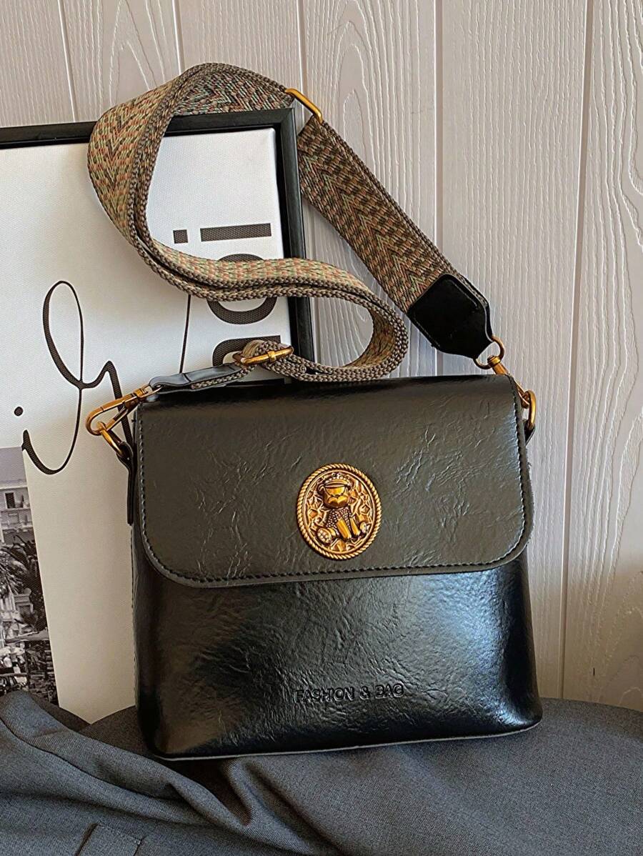 全新复古女士手提包高品质宽肩带斜挎包水桶包时尚单肩包