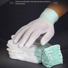6 chiếc Găng tay nylon trắng mỏng, Găng tay chống tĩnh điện cho nhà máy điện tử Găng tay làm việc chống bụi - Nhiều màu - Xem 3