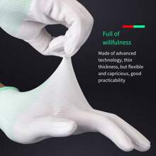 6 chiếc Găng tay nylon trắng mỏng, Găng tay chống tĩnh điện cho nhà máy điện tử Găng tay làm việc chống bụi - Nhiều màu - Xem 7