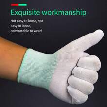 6 chiếc Găng tay nylon trắng mỏng, Găng tay chống tĩnh điện cho nhà máy điện tử Găng tay làm việc chống bụi - Nhiều màu - Xem 8