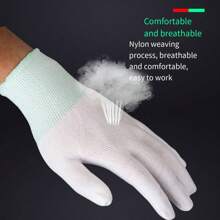 6 chiếc Găng tay nylon trắng mỏng, Găng tay chống tĩnh điện cho nhà máy điện tử Găng tay làm việc chống bụi - Nhiều màu - Xem 6