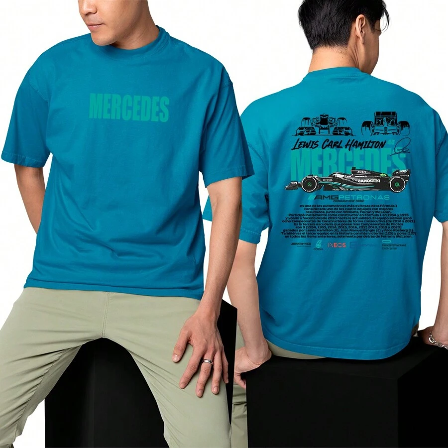 Unisex Comfortable Printed T-Shirt Premium Mercedes T-Shirt - 藍色 - 查看 1