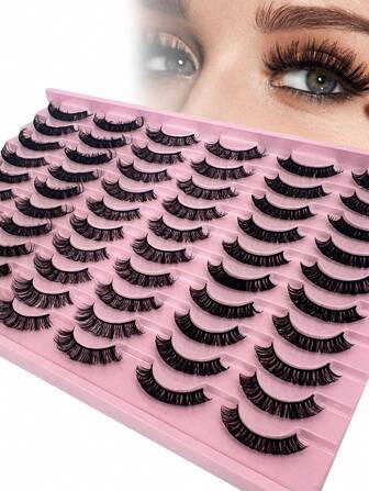 30 对假睫毛，DD 卷翘化纤俄罗斯条状睫毛，浓密自然嫁接睫毛