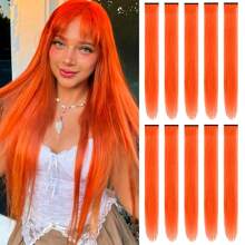 Clip In Hair Extensions 22 Inch 20Pcs/10Pcs Colored Hair Extensions Party Highlights Long Straight Synthetic Hairpieces For Women