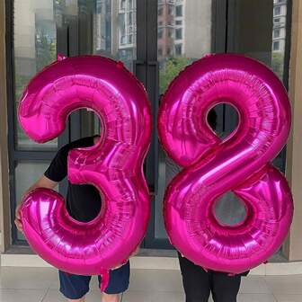 32 英寸洋红色铝箔数字气球，用于生日派对装饰，铝箔气球 0 1 2 3 4 5 6 7 8 9，金色、银色、黑色、渐变玫瑰金色气球，适合返校情人节