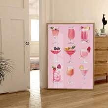 1 件，粉色鸡尾酒墙面艺术，插图海报印刷，酒吧帆布艺术，客厅装饰，卧室装饰，厨房装饰，无框 - 彩色 - 查看 11