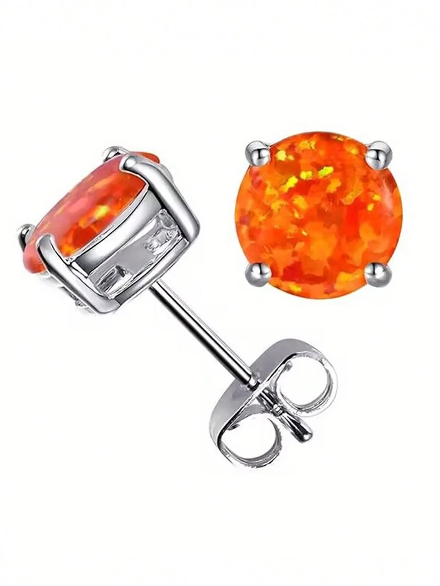 优雅的波西米亚风格琥珀石耳钉，适合男士和女士 - 非常适合日常佩戴和情人节礼物，白金镀铜 - 多种颜色可选 - 蛋白石耳環 - 查看 1