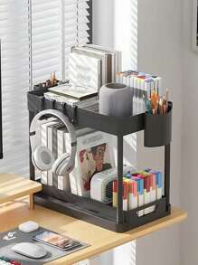 1个大容量厨房储物架，带滑动抽屉，可作为水槽下方的多功能收纳架，适用于存放烘焙用具、香料、油、咖啡、蔬菜、餐具、锅铲、水果、谷物、零食、牛奶、化妆品、纸巾和杯子。 - 彩色 - 查看 3