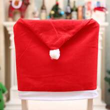 1 set (2 pièces) - Set de décoration de chaise en forme de chapeau de Noël, set de décoration de table à manger créative, fournitures de décoration d'ambiance festive pour fête de Noël