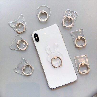 2pcs/4pcs Clear Mount Holder Mobile Phone Holder Stand Finger Ring Compatible With IPhone, Android Phone, Gift For Birthday, Family, Friends Push-Pull Phone Grip, Phone Accessories