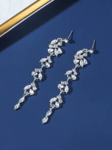 Hoa tai đính đá hình lá pha lê lấp lánh, Hoa tai phong cách tiệc tùng quyến rũ dành cho phụ nữ, Quà tặng sinh nhật - Bạc - Xem 5