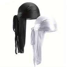 2 Packs Silk Durag Pirate Hat - Soft, Fragrance-Free, 360 Waves, Extra Long Tail For Maximum Comfort And Style Pirate Hat Pirate Costume