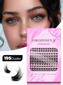 GROINNEYA 15 Hàng 195 Cụm C Curl Lash Clusters Thick Cluster Mi Extensions Fluffy Wispy Mi Riêng Lẻ Hỗn Hợp DIY Mi Extension Makeup (04) - C - Xem 2
