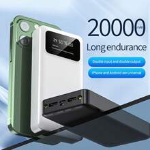 Baterie externă portabilă de mare capacitate, 10000/20000 mAh, încărcător USB portabil 5V2.1A, compatibilă cu dispozitive Android/ (ieșire 2xUSB, tip C, micro), baterie litiu-polimer cu afișaj LED și digital, stabilă