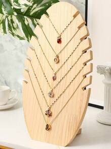 1pc Wooden Creative Necklace Display Rack, Flame-Shaped Necklace Organizer And Storage, Jewelry Store Window Display Prop - Flame Board Original Wood Color - View 5