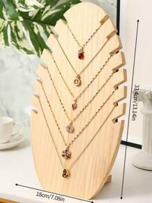 1pc Wooden Creative Necklace Display Rack, Flame-Shaped Necklace Organizer And Storage, Jewelry Store Window Display Prop - Flame Board Original Wood Color - View 6
