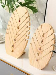 1pc Wooden Creative Necklace Display Rack, Flame-Shaped Necklace Organizer And Storage, Jewelry Store Window Display Prop - Flame Board Original Wood Color - View 4