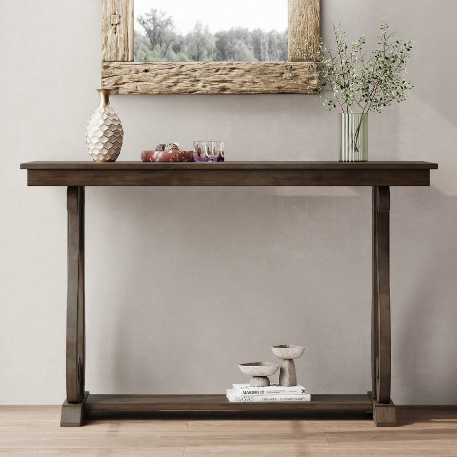 48Inch Rustic Vintage Console Table Farmhouse Entryway Table With
