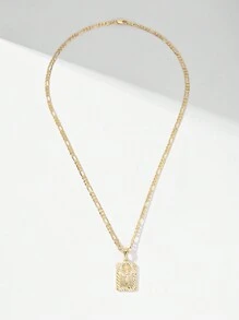 1 件复古欧式铜镶嵌锆石 14K 金吊坠项链，适合礼物、情侣/朋友礼物、日常或节日佩戴、祈祷 - 金黃色 - 查看 5